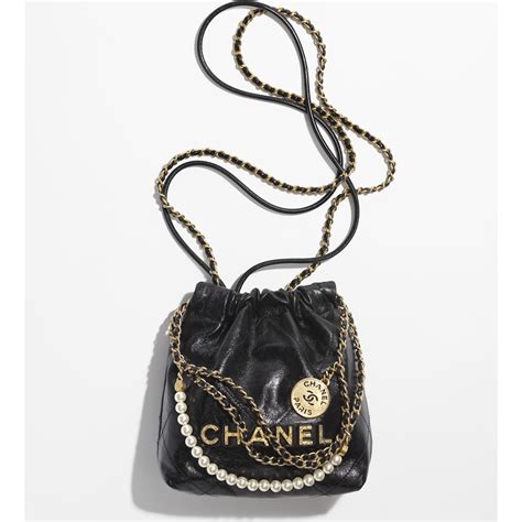 chanel mini 22 pearl|Chanel 22 mini handbag, Shiny calfskin, imitation pearls & gold .